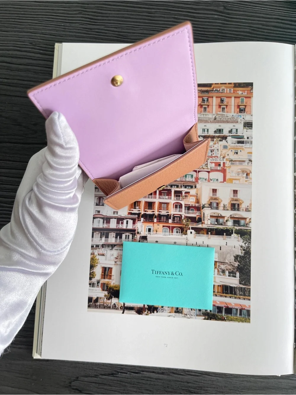 Tiffany & Co. Brown Pebbled Leather Tri-Fold Wallet Gold TC Logo NEW $650